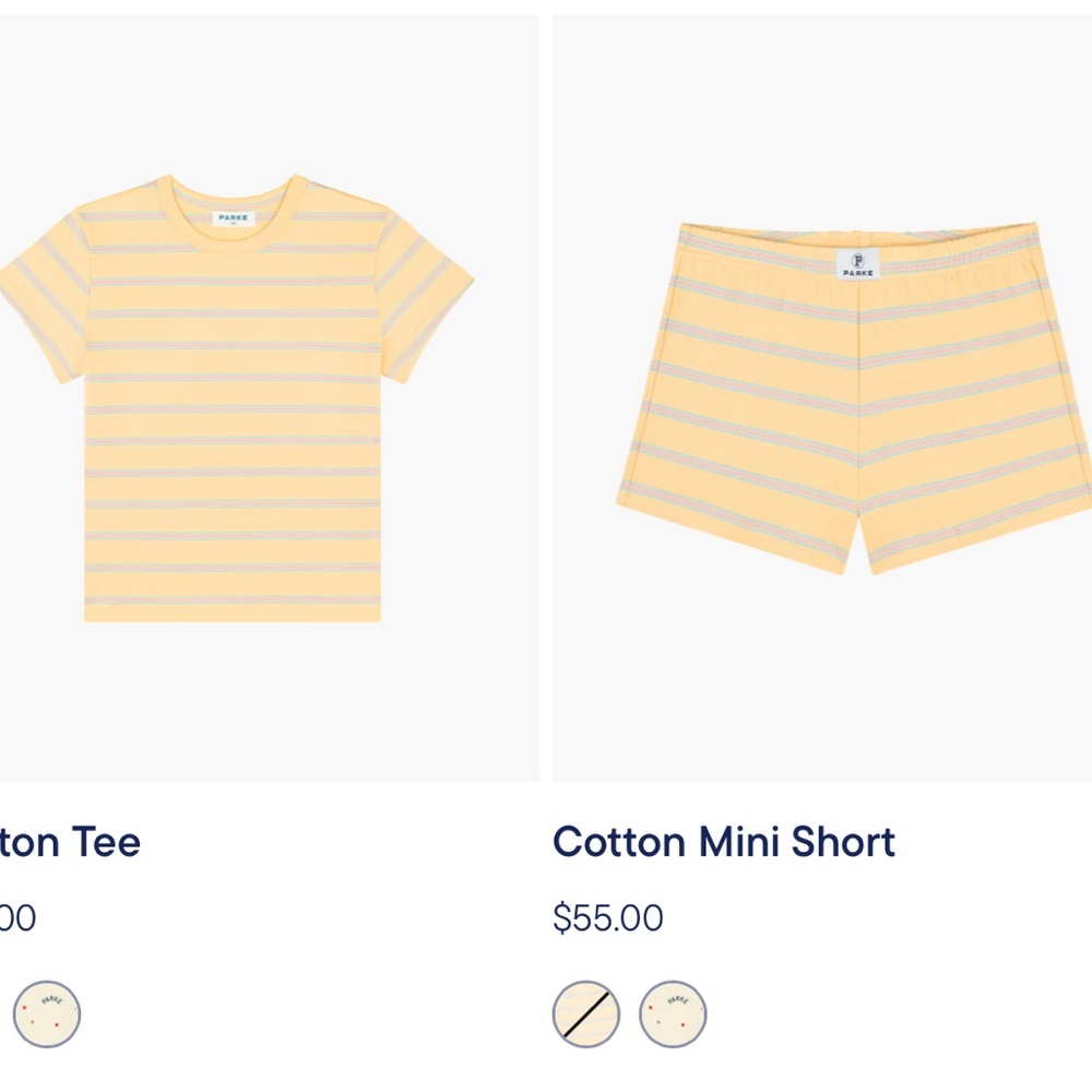 Parke Yellow Striped Cotton Tee and Mini Short Set